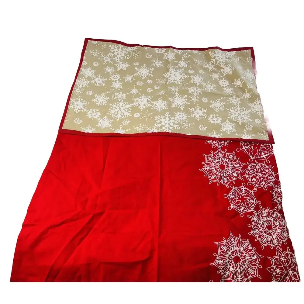 Crate & Barrel Christmas Snowflake Edge Dish Towels 20x30 Bundle Set Of 2